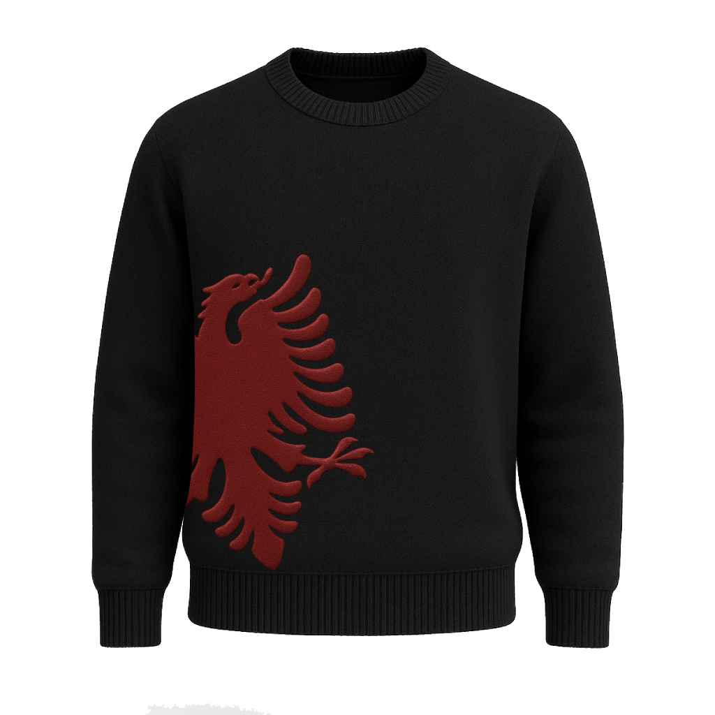 "ALBANIA STRICK SWEATER" ROT SCHWARZ